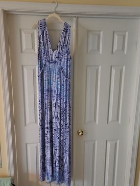 TART Blue and White Printed Maxi Dress